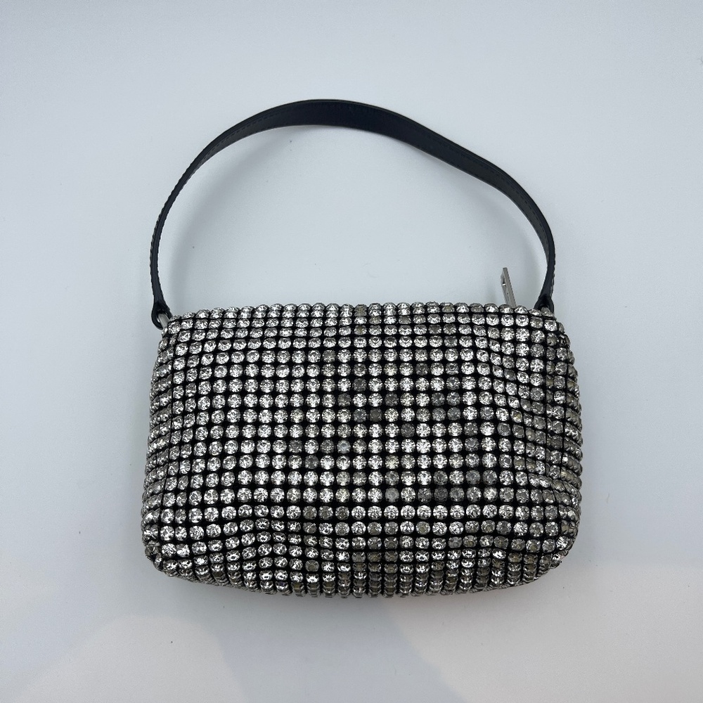 ALEXANDER WANG Heiress Bag Mesh Crystal Rhinestone handbag pouch bag silver